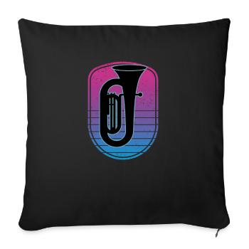 Joueur de tuba Tuba Instrument de musique - Housse de coussin décorative 45 x 45 cm - noir - Devant