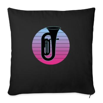 Joueur de tuba Tuba Instrument de musique - Housse de coussin décorative 45 x 45 cm - noir - Devant