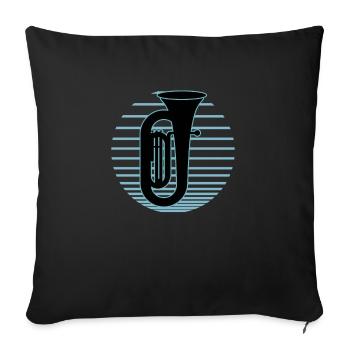 Joueur de tuba Tuba Instrument de musique - Housse de coussin décorative 45 x 45 cm - noir - Devant