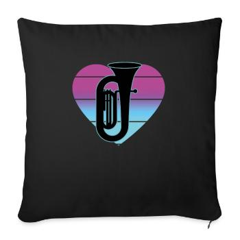 Joueur de tuba Tuba Instrument de musique - Housse de coussin décorative 45 x 45 cm - noir - Devant