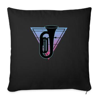 Joueur de tuba Tuba Instrument de musique - Housse de coussin décorative 45 x 45 cm - noir - Devant