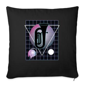 Joueur de tuba Tuba Instrument de musique - Housse de coussin décorative 45 x 45 cm - noir - Devant