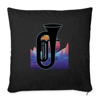 Joueur de tuba Tuba Instrument de musique - Housse de coussin décorative 45 x 45 cm - noir - Devant