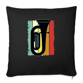 Joueur de tuba Tuba Instrument de musique - Housse de coussin décorative 45 x 45 cm - noir - Devant