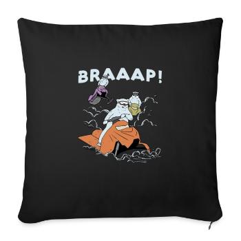 Polar bear rides snowmobile Braap Design - Sofa pillowcase 17,3'' x 17,3'' (45 x 45 cm) - black - Front