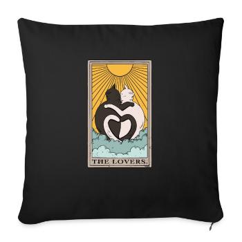 Cat The Lovers Tarot Card Design for a Tarot - Sofa pillowcase 17,3'' x 17,3'' (45 x 45 cm) - black - Front