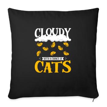 Nuageux avec une chance de conception de chat - Housse de coussin décorative 45 x 45 cm - noir - Devant