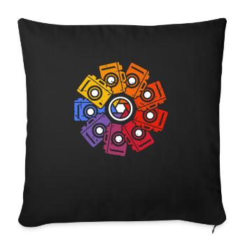 Appareil photo de photographe rétro vintage - Housse de coussin décorative 45 x 45 cm - noir - Devant