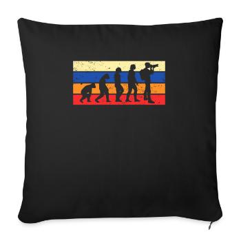 Vintage Retro Evolution Photographer Shirt Gift - Sofa pillowcase 17,3'' x 17,3'' (45 x 45 cm) - black - Front