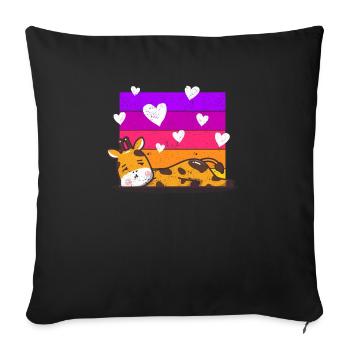 Girafe Saint-Valentin Gardien de zoo sauvage Amoureux des animaux - Housse de coussin décorative 45 x 45 cm - noir - Devant