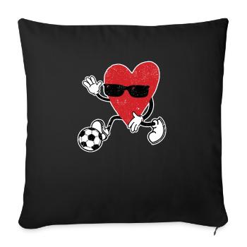 Heart of playing football Valentine's Day football game - Sofa pillowcase 17,3'' x 17,3'' (45 x 45 cm) - black - Front
