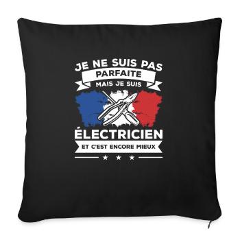 Je Ne Suis Pas Parfaite Mais Je Suis Électricien - Housse de coussin décorative 45 x 45 cm - noir - Devant