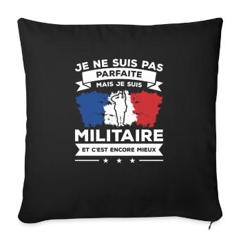 Je Ne Suis Pas Parfaite Mais Je Suis Militaire - Housse de coussin décorative 45 x 45 cm - noir - Devant