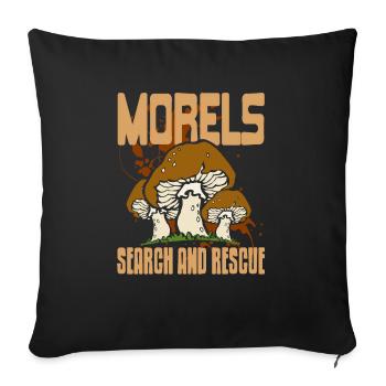 Morels Search & Rescue Retro Funny Mushroom Hunter - Sofa pillowcase 17,3'' x 17,3'' (45 x 45 cm) - black - Front