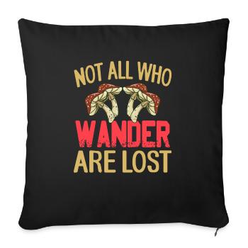Retro Not All Who Wander Are Lost Mushroom Hunter - Sofa pillowcase 17,3'' x 17,3'' (45 x 45 cm) - black - Front