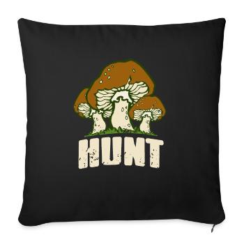 Retro Vintage HUNT Cool Mushroom Hunting Mycology - Sofa pillowcase 17,3'' x 17,3'' (45 x 45 cm) - black - Front