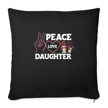 Peace Love Mom Daughter Sunglasses Headband - Sofa pillowcase 17,3'' x 17,3'' (45 x 45 cm) - black - Front