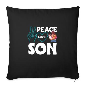 Peace Love Mom Son Boy - Sofa pillowcase 17,3'' x 17,3'' (45 x 45 cm) - black - Front