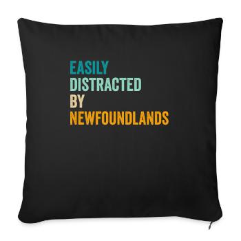 Easily Distracted By Newfoundlands - Sofa pillowcase 17,3'' x 17,3'' (45 x 45 cm) - black - Front