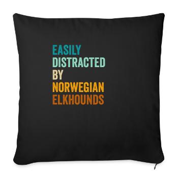 Easily Distracted By Norwegian Elkhounds - Sofa pillowcase 17,3'' x 17,3'' (45 x 45 cm) - black - Front