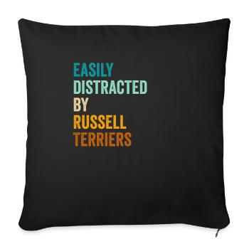 Easily Distracted By Russell Terriers - Sofa pillowcase 17,3'' x 17,3'' (45 x 45 cm) - black - Front