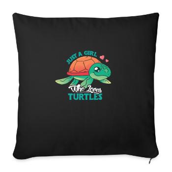 Turtle Cute Girl Love Turtles - Sofakissenbezug 45 x 45 cm - Schwarz - Vorne