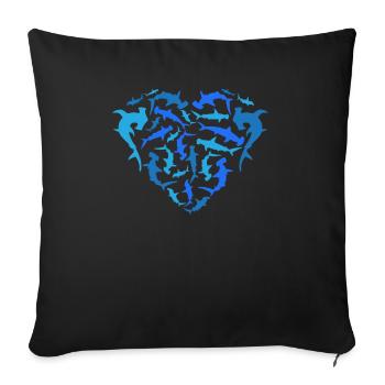 Requin-marteau Biologie marine Animal sous-marin - Housse de coussin décorative 45 x 45 cm - noir - Devant