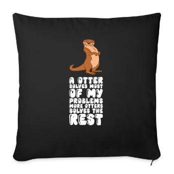 Petits jeux de mots sur les loutres et blagues sur les loutres - Housse de coussin décorative 45 x 45 cm - noir - Devant