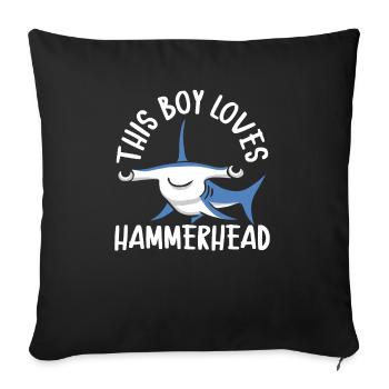 Ce garçon aime la biologie marine du requin-marteau - Housse de coussin décorative 45 x 45 cm - noir - Devant