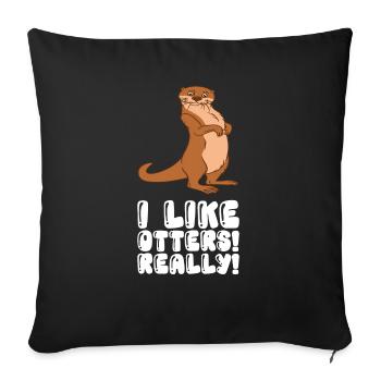 Petits jeux de mots sur les loutres et blagues sur les loutres - Housse de coussin décorative 45 x 45 cm - noir - Devant