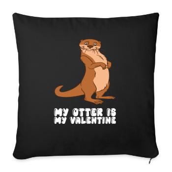 Petits jeux de mots sur les loutres et blagues sur les loutres - Housse de coussin décorative 45 x 45 cm - noir - Devant