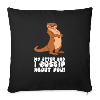 Petits jeux de mots sur les loutres et blagues sur les loutres - Housse de coussin décorative 45 x 45 cm - noir - Devant