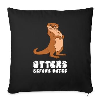 Petits jeux de mots sur les loutres et blagues sur les loutres - Housse de coussin décorative 45 x 45 cm - noir - Devant