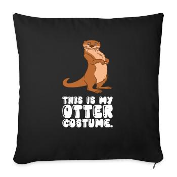 Petits jeux de mots sur les loutres et blagues sur les loutres - Housse de coussin décorative 45 x 45 cm - noir - Devant