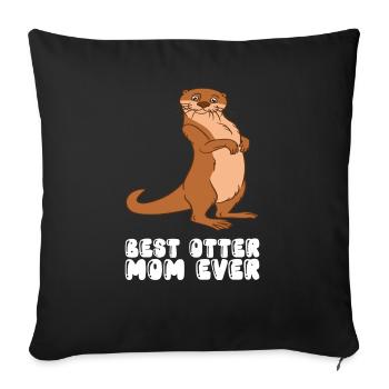 Petits jeux de mots sur les loutres et blagues sur les loutres - Housse de coussin décorative 45 x 45 cm - noir - Devant
