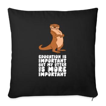 Petits jeux de mots sur les loutres et blagues sur les loutres - Housse de coussin décorative 45 x 45 cm - noir - Devant