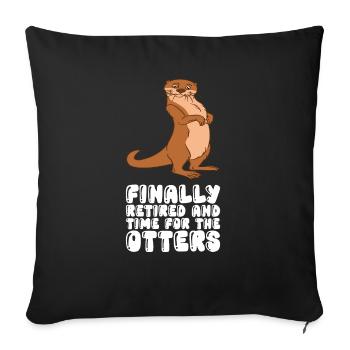 Petits jeux de mots sur les loutres et blagues sur les loutres - Housse de coussin décorative 45 x 45 cm - noir - Devant