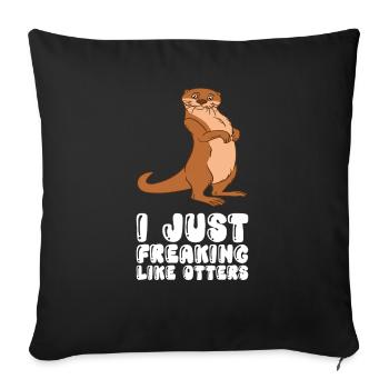 Petits jeux de mots sur les loutres et blagues sur les loutres - Housse de coussin décorative 45 x 45 cm - noir - Devant