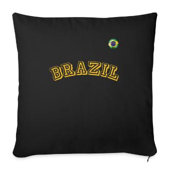 Retro Style Brazil Soccer Team Brasil Football Fan - Sofa pillowcase 17,3'' x 17,3'' (45 x 45 cm) - black - Front