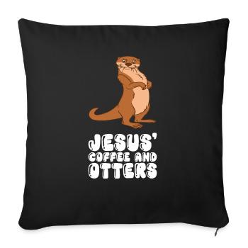 Petits jeux de mots sur les loutres et blagues sur les loutres - Housse de coussin décorative 45 x 45 cm - noir - Devant