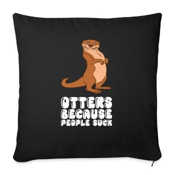 Petits jeux de mots sur les loutres et blagues sur les loutres - Housse de coussin décorative 45 x 45 cm - noir - Devant