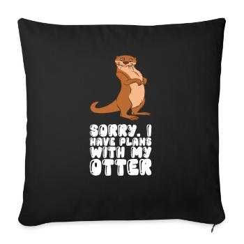 Petits jeux de mots sur les loutres et blagues sur les loutres - Housse de coussin décorative 45 x 45 cm - noir - Devant