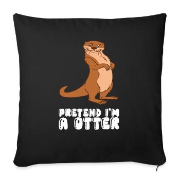 Petits jeux de mots sur les loutres et blagues sur les loutres - Housse de coussin décorative 45 x 45 cm - noir - Devant
