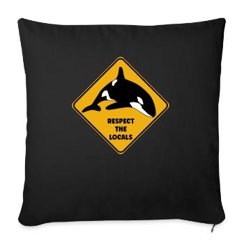 Warning sign diver - Respect the locals - Sofa pillowcase 17,3'' x 17,3'' (45 x 45 cm) - black - Front
