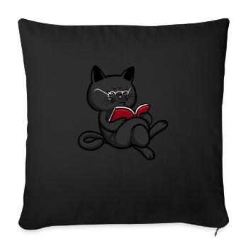 Amoureux des livres de chat Lire des livres - Housse de coussin décorative 45 x 45 cm - noir - Devant