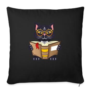 Amoureux des livres de chat Lire des livres - Housse de coussin décorative 45 x 45 cm - noir - Devant