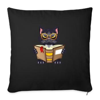 Cat Book Lovers Reading Books - Sofa pillowcase 17,3'' x 17,3'' (45 x 45 cm) - black - Front