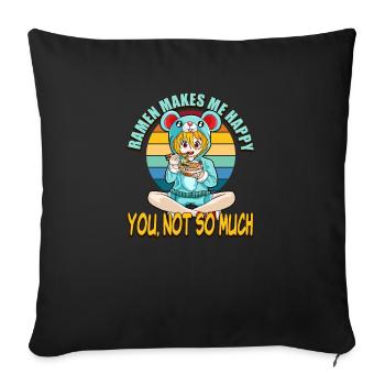 Ramen me rend heureux pas tellement - Housse de coussin décorative 45 x 45 cm - noir - Devant