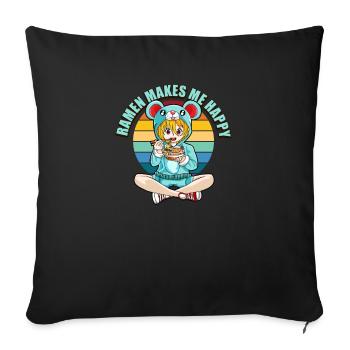 Ramen me rend heureux Mignon Japan Food Ramen Anime - Housse de coussin décorative 45 x 45 cm - noir - Devant