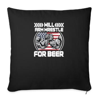 Bras de fer abattage d’arbres musculation musculation Bras de fer - Housse de coussin décorative 45 x 45 cm - noir - Devant